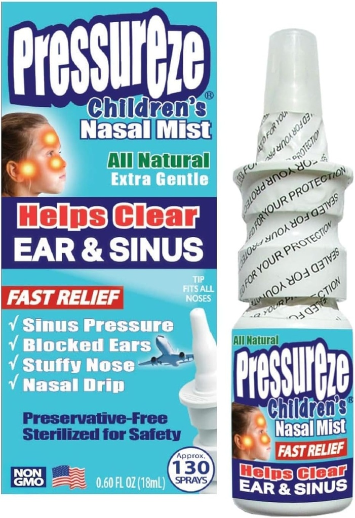 Presione Todos los Nasal Sterile Natural Libre de Preservación para Niños - Fast Relief Nasal Spray - para Alergias Sinus " Congestión peru 130 Sprays, 18 ml