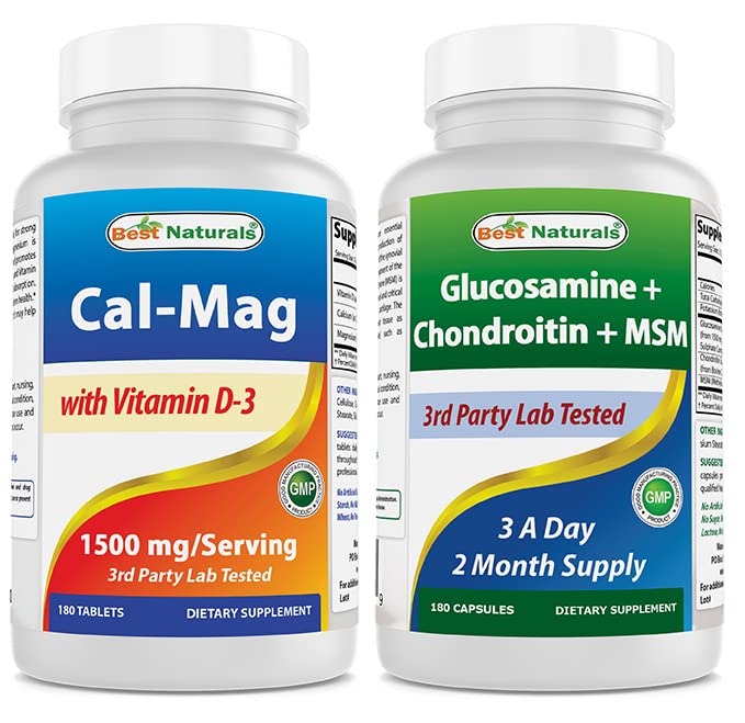 Mejores Naturales Magnesio de Calcio con Vitamina D3 1500mg &amp; Condroitina de Glucosamina y MSM