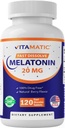 Vitamatic Melatonin 20mg para el apoyo al sueño ← Vegetariano, No GMO, Gluten Free ← HIGH Potency 20 MG ← Natural Berry Flavor 120 Fast Dissolve Tablets