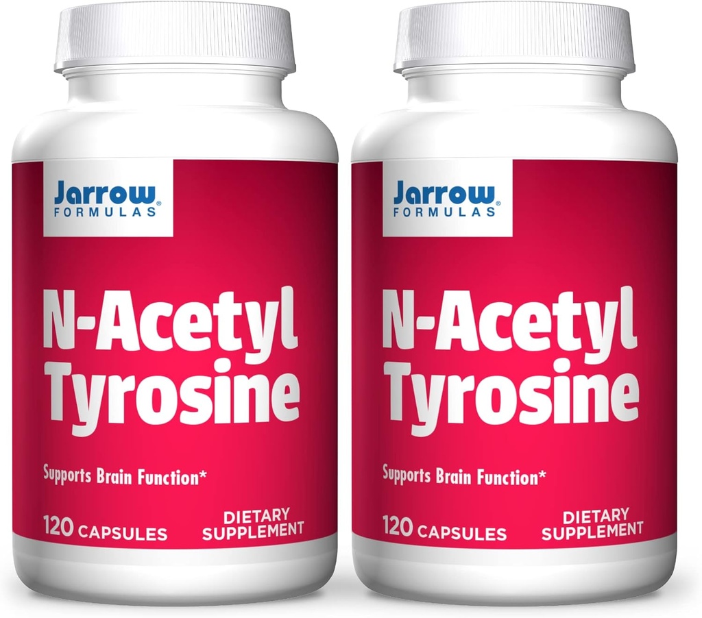 Fórmulas Jarrow N-Acetyl Tyrosine 350 mg - 120 Capsules, Pack de 2 - Apoyo Función cerebral - Contiene vitamina B6 para el metabolismo aminoácidos - 240 Servimientos totales