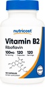 Nutricost Vitamina B2 (Riboflavin) 100mg, 120 cápsulas - Gluten Free and Non-GMO