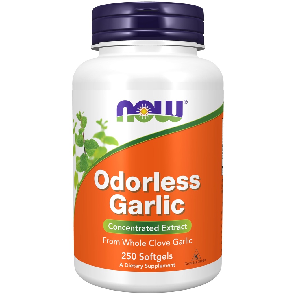 AHORA Suplementos de alimentos, Ajo sin olor (Allium sativum), Extracto concentrado, 250 Softgels