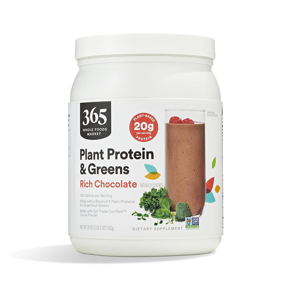 Mercado completo de alimentos, Proteína vegetal &amp; verdes, Chocolate rico, 18 oz