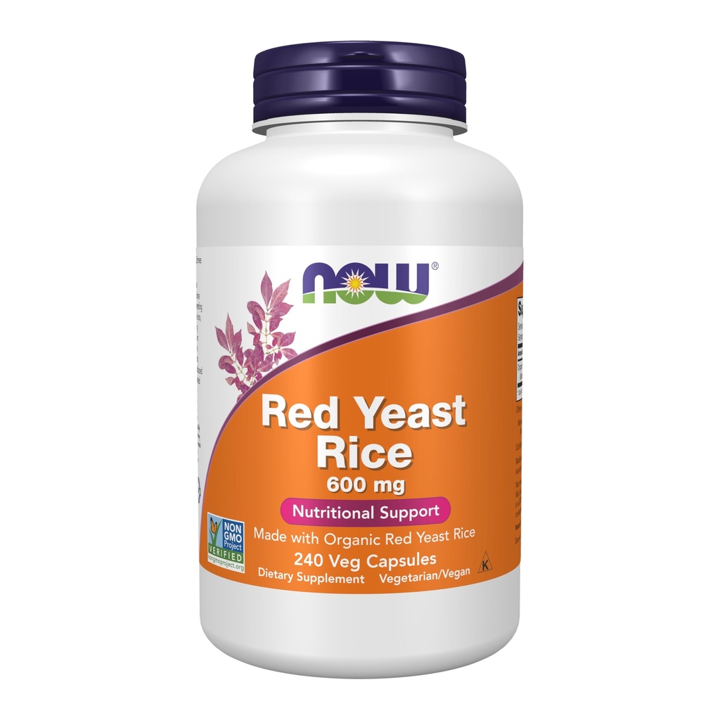 AHORA Suplementos, arroz de levadura roja 600 mg, Hecho con arroz de levadura roja orgánica, 240 cápsulas de verduras