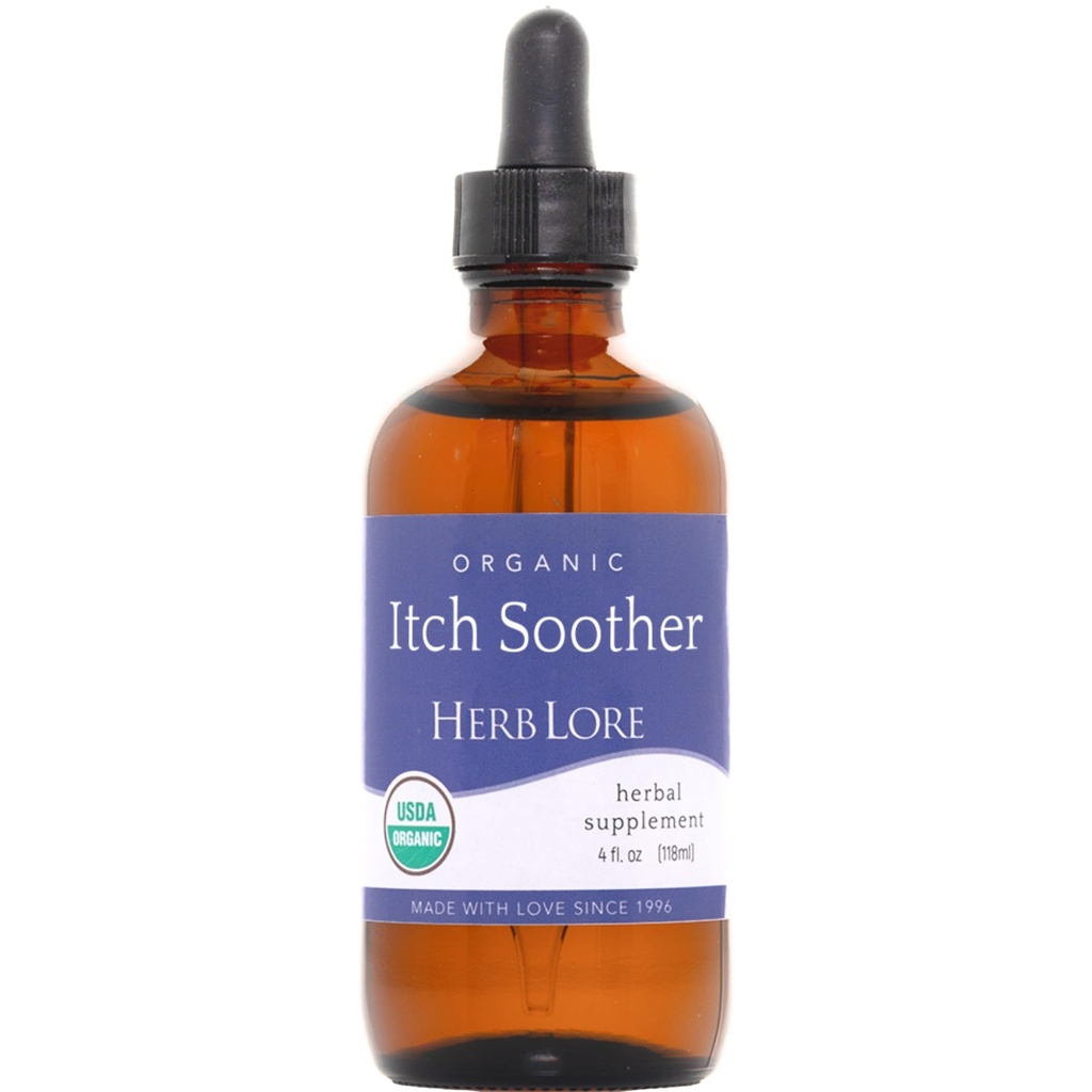 Herb Lore Organic Itch Soother Tincture - Soothes Itchy Pregnancy Skin & Rash, Liquid Milk Thistle, Dandelion &amp; Yellow Dock Liver Support Supplement Drops (4 fl oz)