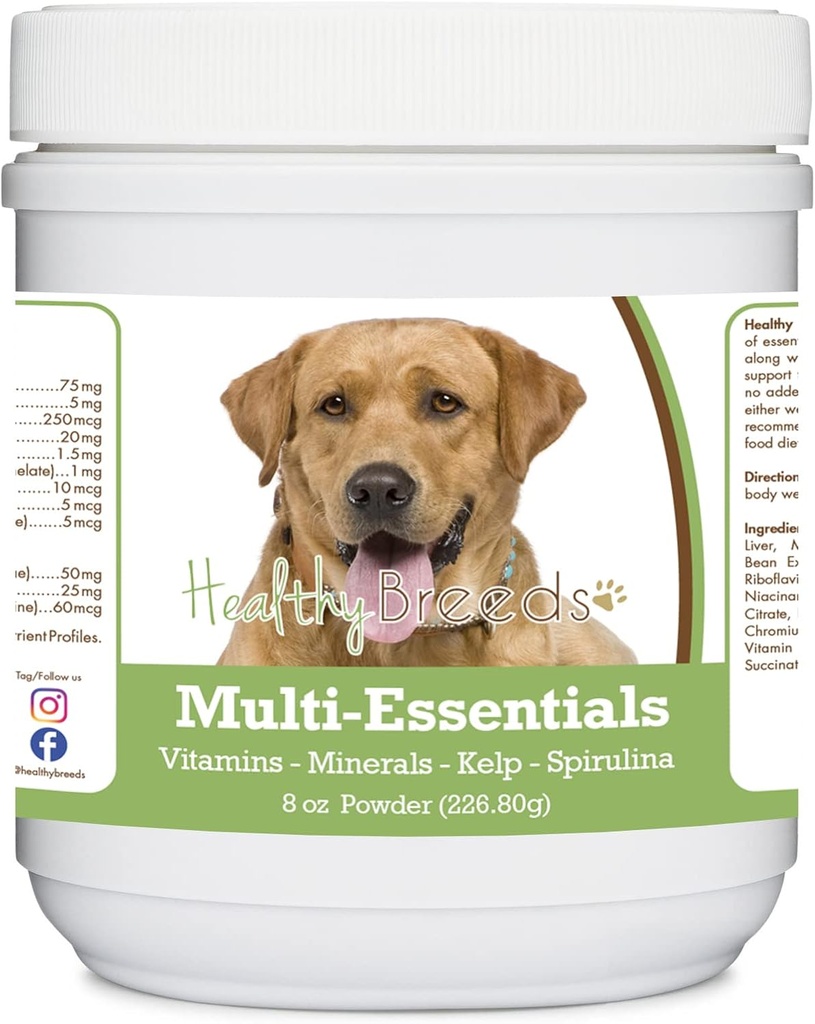 Hierbas saludables Labrador Retriever, Oro, Multi-Esenciales Polvo para perros - un suplemento ideal de vitaminas, minerales y antioxidantes para su perro - 8 oz