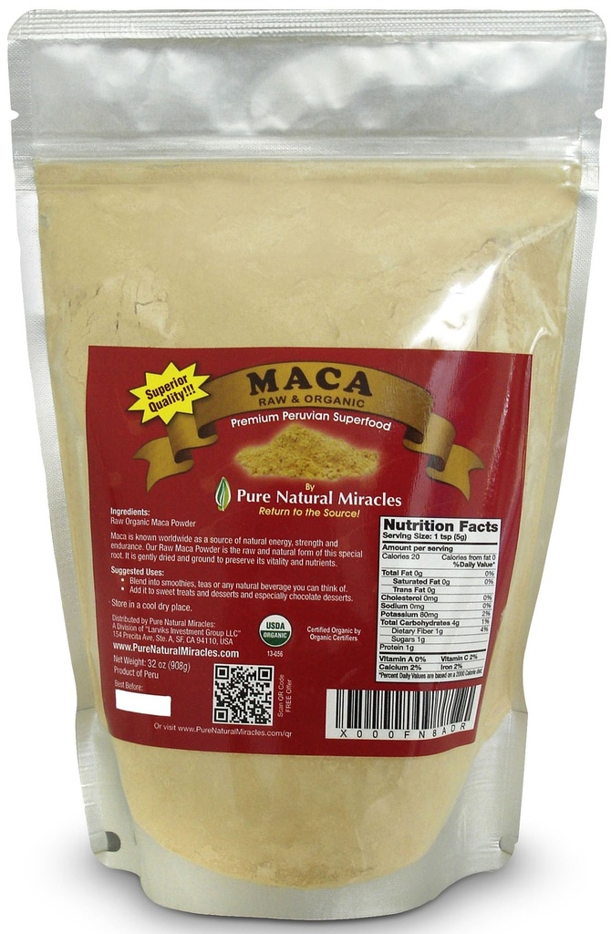 Pólvora Orgánica de Maca Peruana (16 oz) - Raw &amp; Nutrient-Dense Adaptogenic Superfood - Supports Energy, Hormonal Balance &amp; Endurance - Non-GMO, Gluten-Free & Vegan Wellness Booster