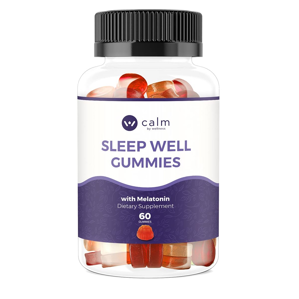 Calma por Wellness Sleep Well Gummies, Extra Strength Gummy con Melatonin, Natural Sleep Support Supplement, 30 Count