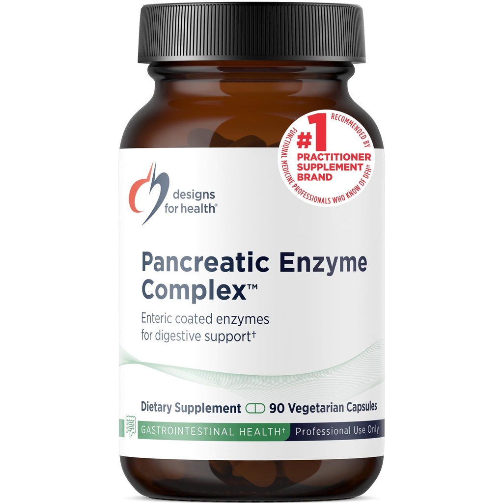 Diseños para Complejo de Enzimas Pancreáticas de Salud - Enzimas Digestivas + Suplemento Bromelain - Apoyo Digestión + Salud Gut - Capsule de liberación retrasada con Enzyme Pancreático, Bile Ox (90 cápsulas)