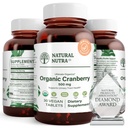 Natural Nutra Organic Cranberry Extract Suplemento, Ayuda a prevenir el dolor urinario, promueve la salud ósea, ayuda a mantener la salud cardíaca, mejorar la digestión, promover la salud de la piel, 30 tabletas, un mes de suministro