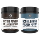 Derecho de la costa izquierda Chocolate MCT Péptidos de aceite de pólvora " Collagen Peptides " , 1lb + Péptidos de aceite de MCT desarmados