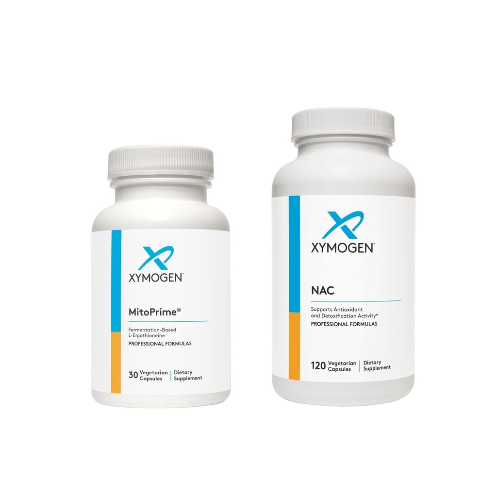 XYMOGEN MitoPrime (30 cápsulas) + NAC (120 cápsulas) 2-Product Bundle - L Ergothioneine Antioxidant Suplemento con 600 mg N-Acetyl-Cysteine NAC Suplemento