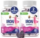 SUNNY SAM Iron Gummies for Kids &amp; Adults - Vitaminas de hierro con vitamina C, 10 mg por ser - Chewable Fruit Gummy for Immune Support Red Blood Cell Production