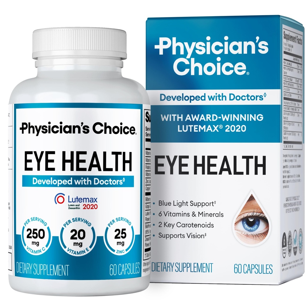 Areds 2 Eye Vitamins - Lutein, Zeaxanthin &amp; Bilberry Extract - Supports Eye Strain, Dry Eyes, and Vision Health - 2 Award-Winning Clinically Proven Eye Vitamin Ingredients - Carotenoide Blend
