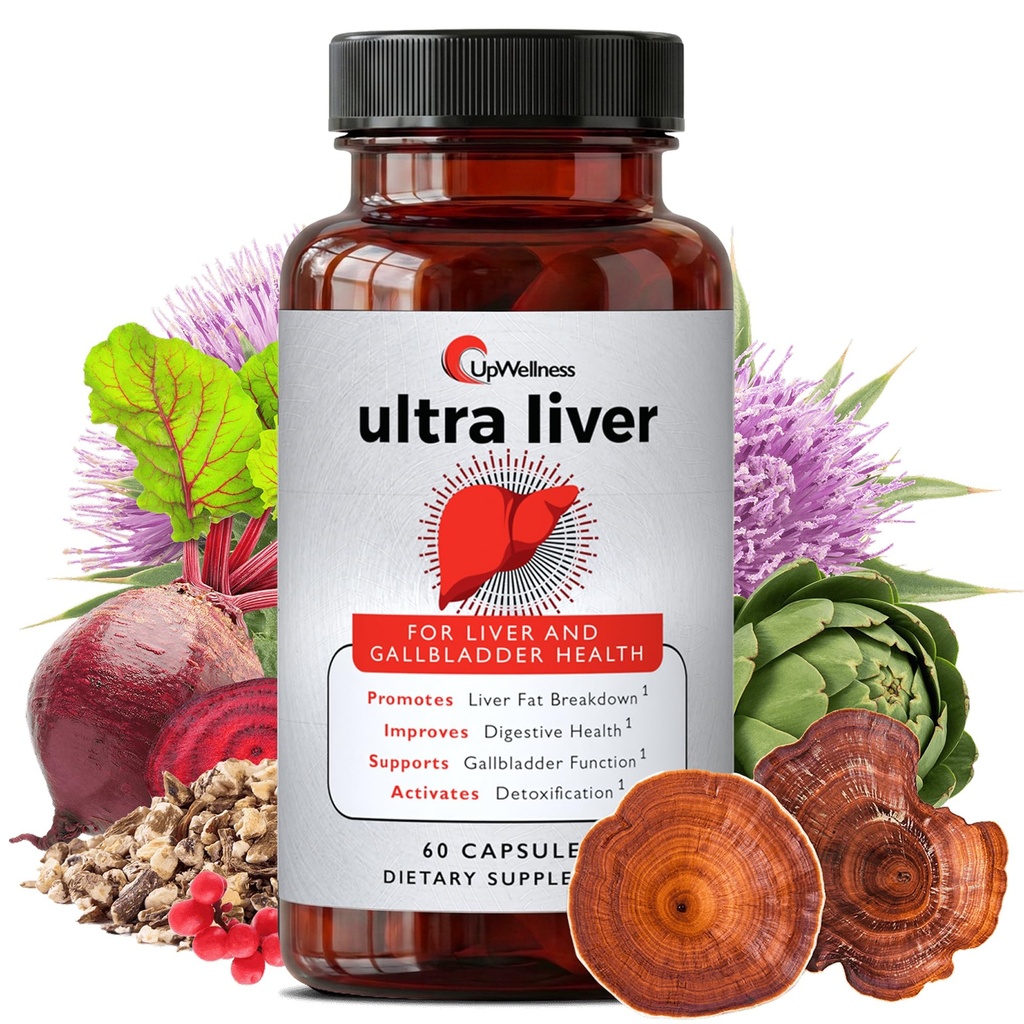 UpWellness Ultra Liver Supplement for Liver Support and Gallbladder Support - Powered by TMG, NAC Milk Thistle, and More - Liver Cleanse Detox " Repair - 60 cápsulas