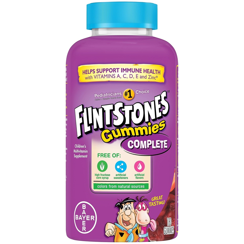 Flintstones Vitaminas Gummies completas, Vitaminas para niños para niños pequeños y niños, Gummies multivitamínicos para niños con vitamina A, B6, B12, C, E & Zinc, 180 Condes