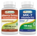 Best Naturals Bilberry Extract 1000mg & MK-7 Vitamin K2 100 mcg