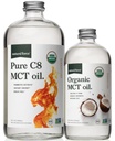 Natural Force Organic Pure C8 + Organic Full Spectrum MCT Oil – USDA Organic, Non GMO, 100% Pure Coconut MCTs – Keto, Paleo, Vegan y Kosher – 32 Oz & 16 Oz Glass Bottles