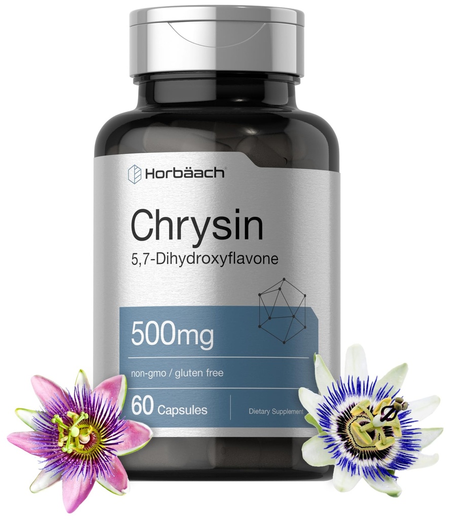 Horbäach Chrysin Suplemento Silencio 500mg Silencio 60 Capsules  durable Pasión Extracto de la flor Silencio No GMO, Gluten Suplemento gratuito
