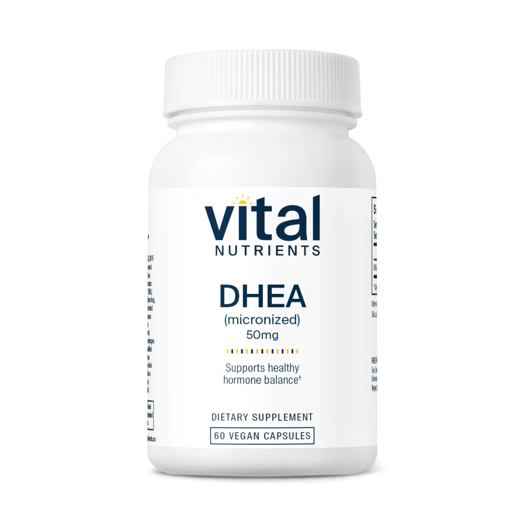 Nutrientes vitales DHEA 50mg ← Vegan Micronized DHEA Suplemento para Mujeres &amp; Hombres sometidos Soporta Equilibrio hormonal ← Apoyos Metabolismo saludable del azúcar &amp; minerales TEN Gluten, Dairy, Soy Free TEN 60 cápsulas