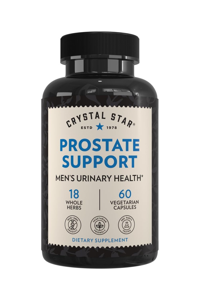 Crystal Star Prostate Support Saw Palmetto Suplementos para Hombres (60 cápsulas) – Salud de la vejiga &amp; Urine – Ginger & Pygeum - Non-GMO