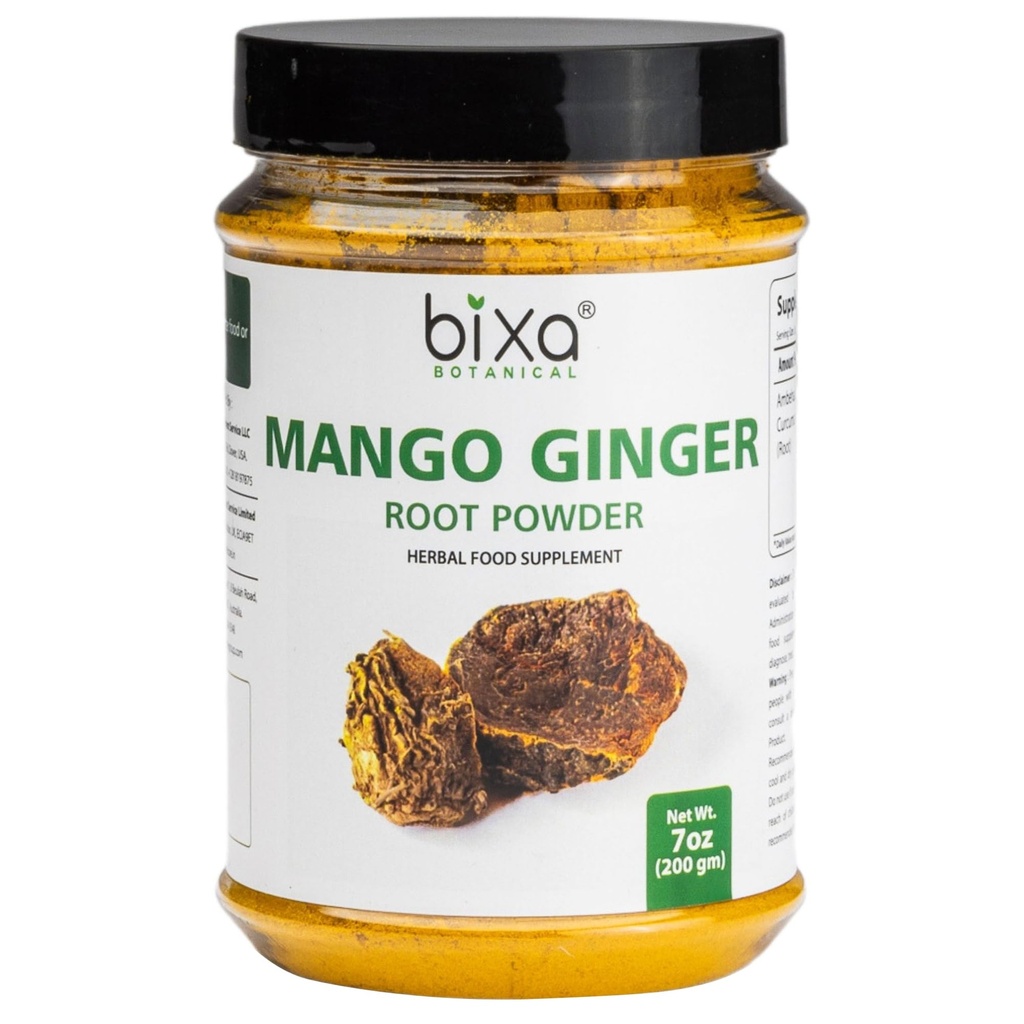 bixa BOTANICAL Mango Ginger Root Powder  Curcuma Amada ← Ayurvedic Herbal Supplement  200 Grams / 7 OZ ← Gluten Free, Non-GMO, Steam Treated, Vegan, 100% puro.