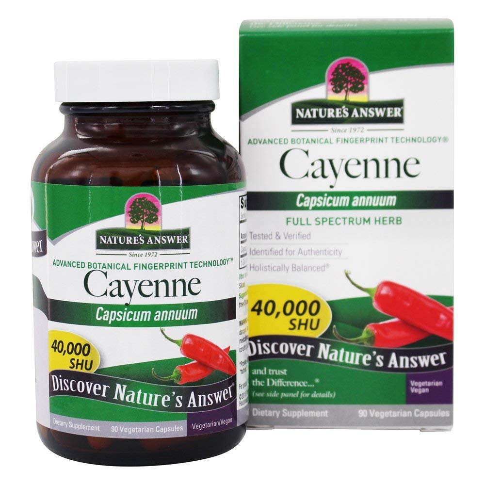 Respuesta de la naturaleza Cayenne Pepper Powder Capsule Suplemento, 90-Count ← Metabolismo Natural Booster ← Promueve la Salud Cardiovascular