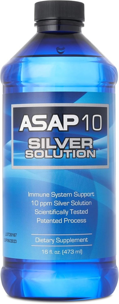 American Biotech Labs - ASAP 10 Silver Solution - Immune System Support, 10 ppm Silver Solution Suplemento dietético - 16 fl. oz.