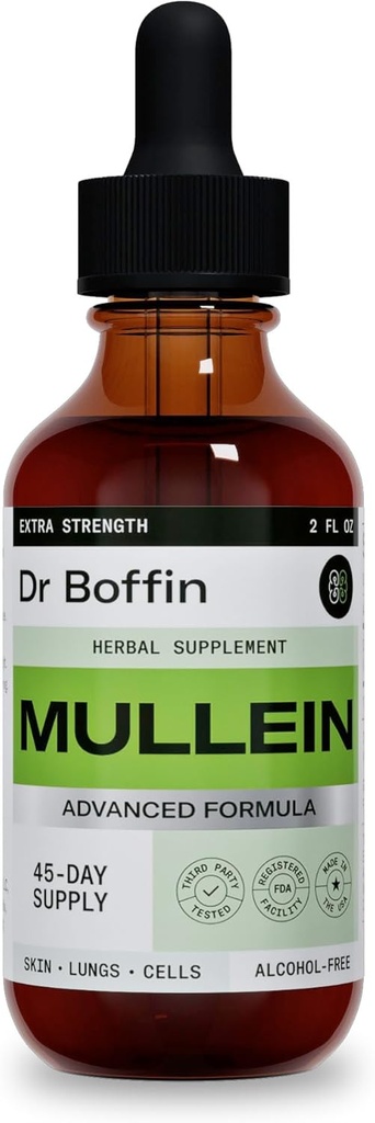 Mullein Leaf Liquid Extract 2 FL OZ - Extra Strenght  sometida Advanced Formula - Suplemento natural Liquid Tintura - Lung Cleanse and Detox - Respiratory Health and Immune Support Drops