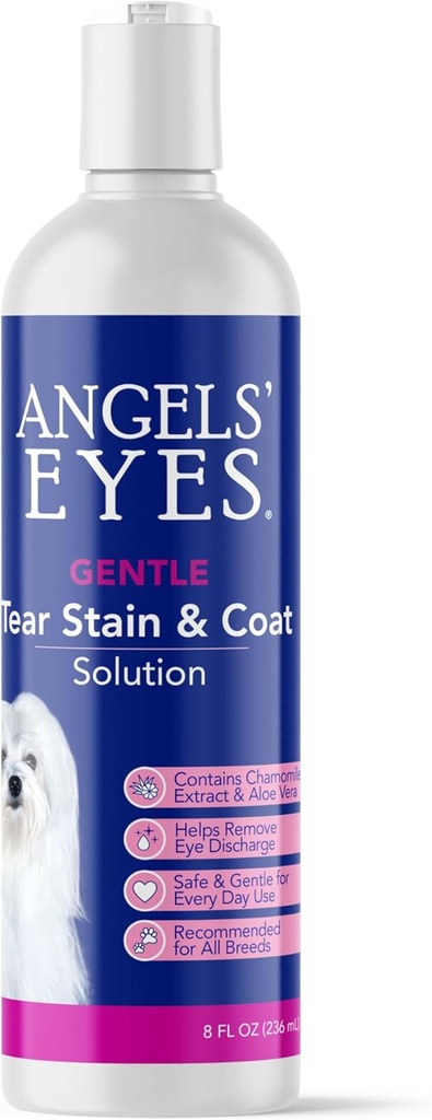 Solución suave para perros y gatos de ANGELS Solución suave para el área ocular y cara ← Eliminar la descarga, la neblina, las estainas del oído y el moco