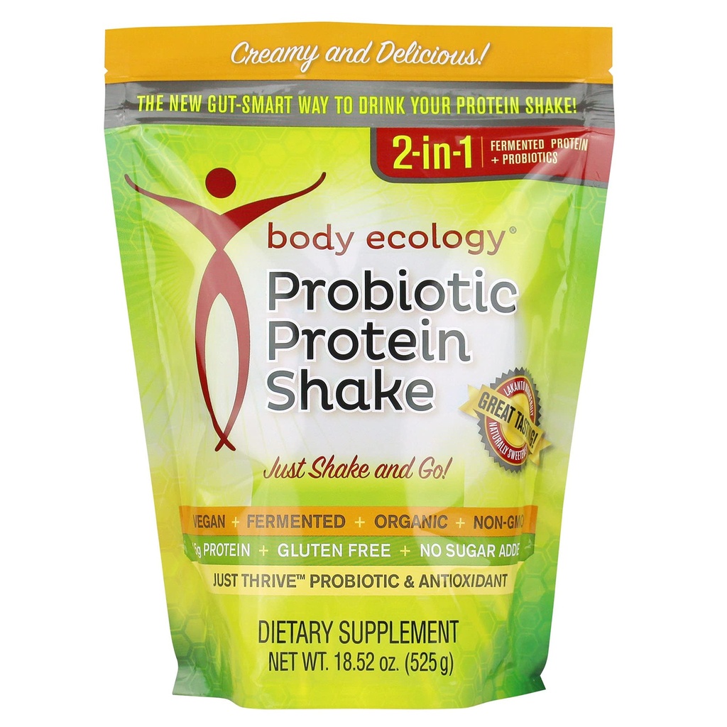 Body Ecology Probiotic Protein Shake Powder ← Fermented Protein Suplemento dietético  Non-GMO  Gluten Free ← Soy Free Silencio No Sugar Añadido ← 15g of Protein ← Protein Powder ← Resealable 18.52 OZ