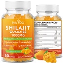 Shilajit Gummies 1000mg Sugar Gratis - Shilajit Suplemento para Hombres &amp; Mujeres - Alto en 85+ Trace Minerals & Fulvic Acid - Energía, Cerebro, Inmunidad - 60 Gummies