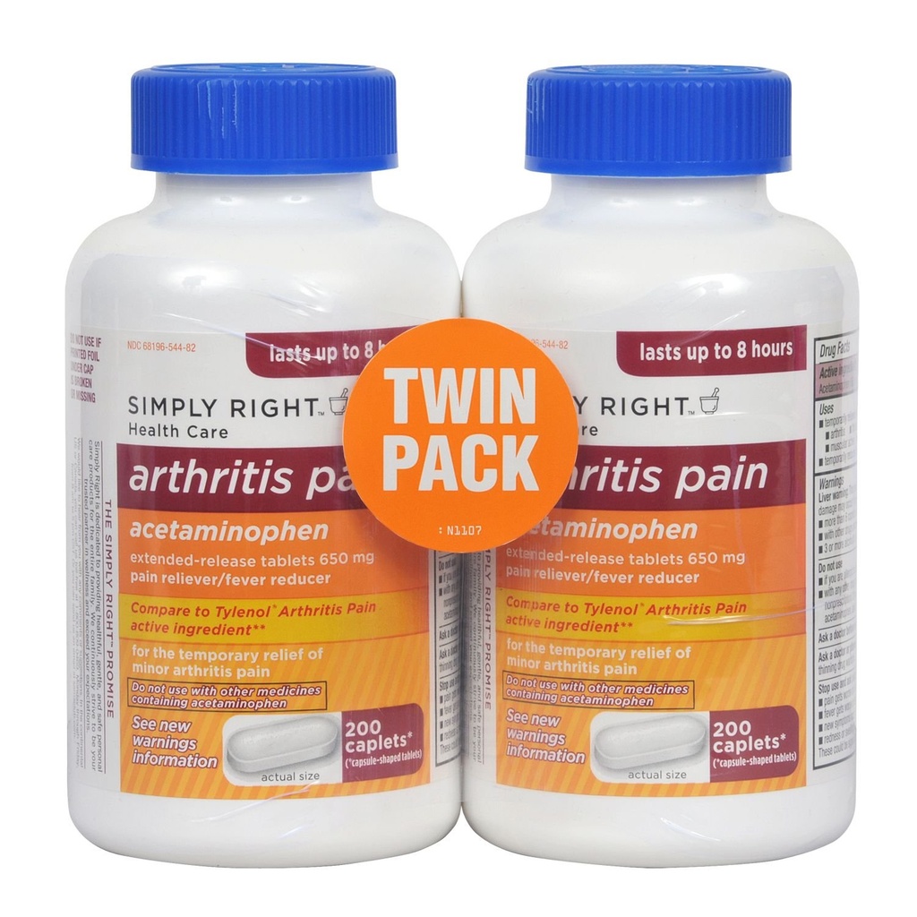 Alimentador de dolor de artritis, liberación extendida, acetaminofeno 650 mg, 400 cápsulas