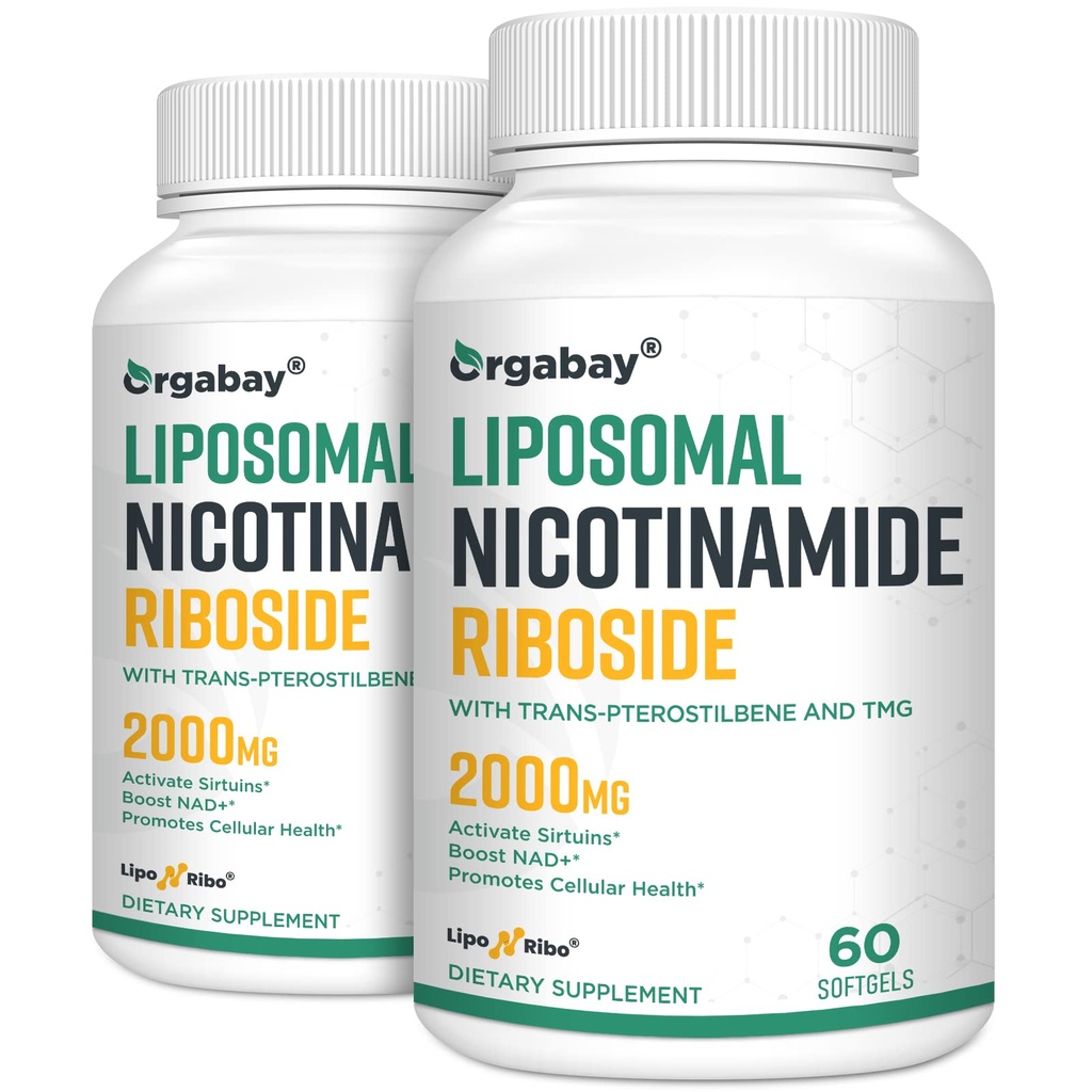 Orgabay Liposomal Nicotinamide Riboside 2000 MG con TMG y Pterostilbene, Boosting NAD+, Support Healthy Aging, 120 Count