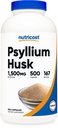Nutricost Psyllium Husk 1500mg Por Serving, 500 cápsulas - No GMO &amp; Gluten Gratis