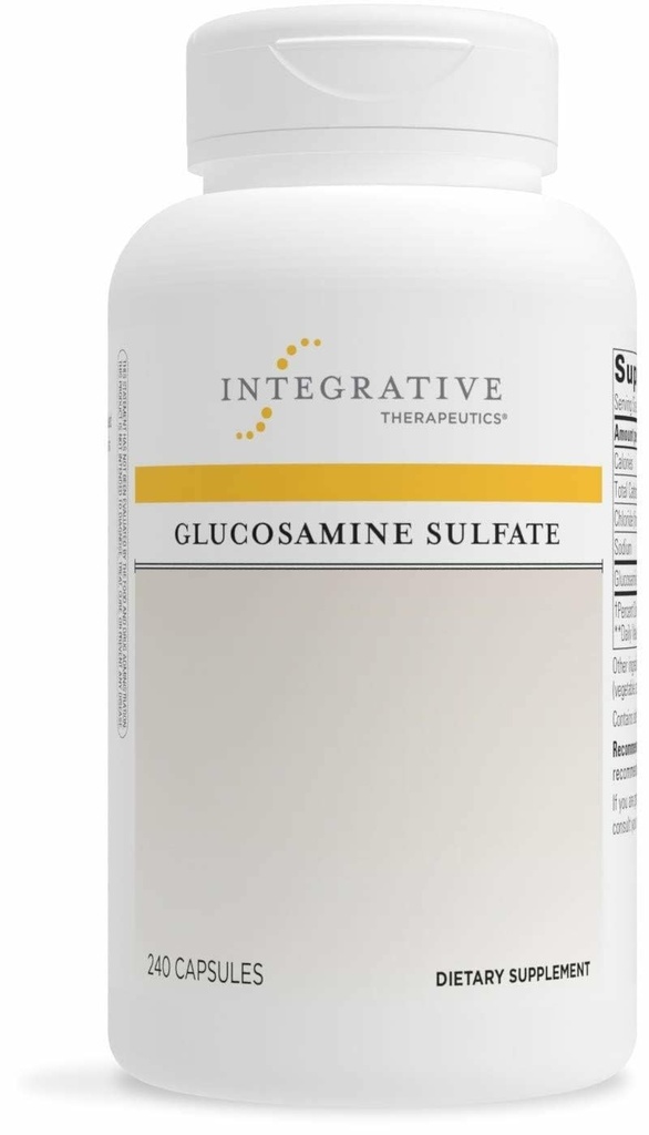 Terapéutica Integrativa Sulfato de Glucosamina - Complemento de soporte de cartílago* - Bloque de construcción de cartílago - Sin gluten &amp; sin lácteos - 240 cápsulas (80 piezas)