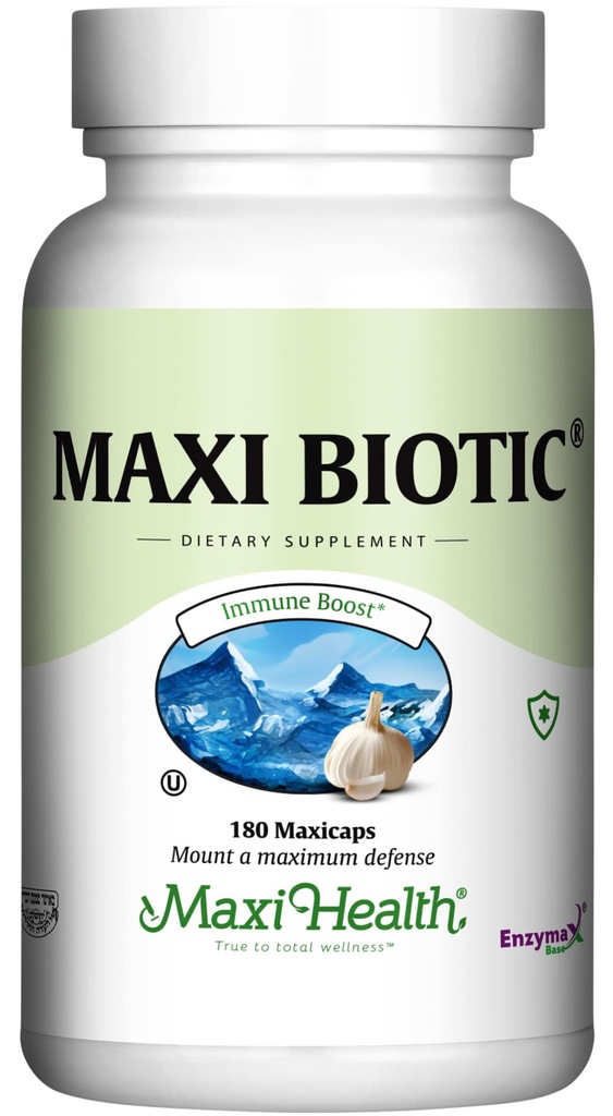 Maxi Health - Maxi Biotic Aged Extract Capsules (180 Conde) Silencioso suplemento de ajo Kyolic con espirulina, echinacea, orégano y enzymax - Natural Antioxidante - Wellness Support