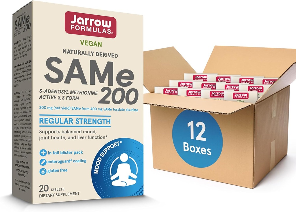 Fórmulas de gorrión Mismo 200 mg, soporta la salud conjunta, función del hígado, metabolismo cerebral, 20 tabletas, hasta una fuente de 20 días (Pack of 12)