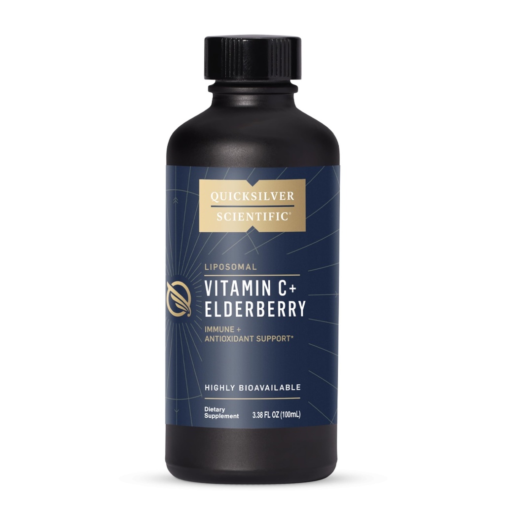 Quicksilver Scientific Liposomal Vitamina C + Elderberry - Liposomal Vitamina C 1000mg con Superior Absorción Tecnología " Tocotrienols - Antioxidante " Immune Support Tonic (100ml)