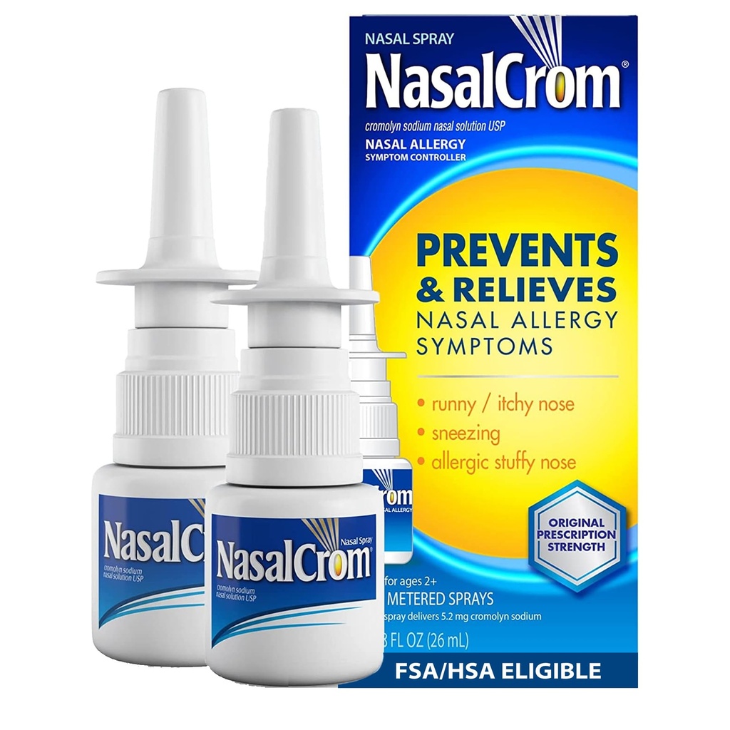 NasalCrom Nasal Spray Allergy Symptom Controller tención 200 Sprays Silencio .88 FL OZ (2 Pack)