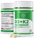 Nuevos elementos Vitamina D3 K2 10,000 UI con Magnesium Glycinate 500mg - Bone Health, Immune Support, Energy & Mood - Non-GMO, Gluten-Free, Sugar-Free Softgels for Women &amp; Hombre (60 softgels)