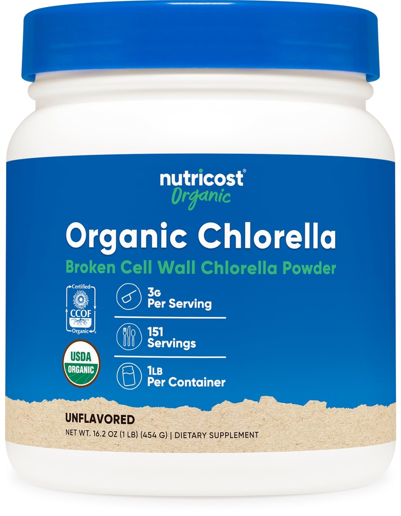 Nutricost Organic Chlorella Powder 16oz (1LB) - 3g Por Serving