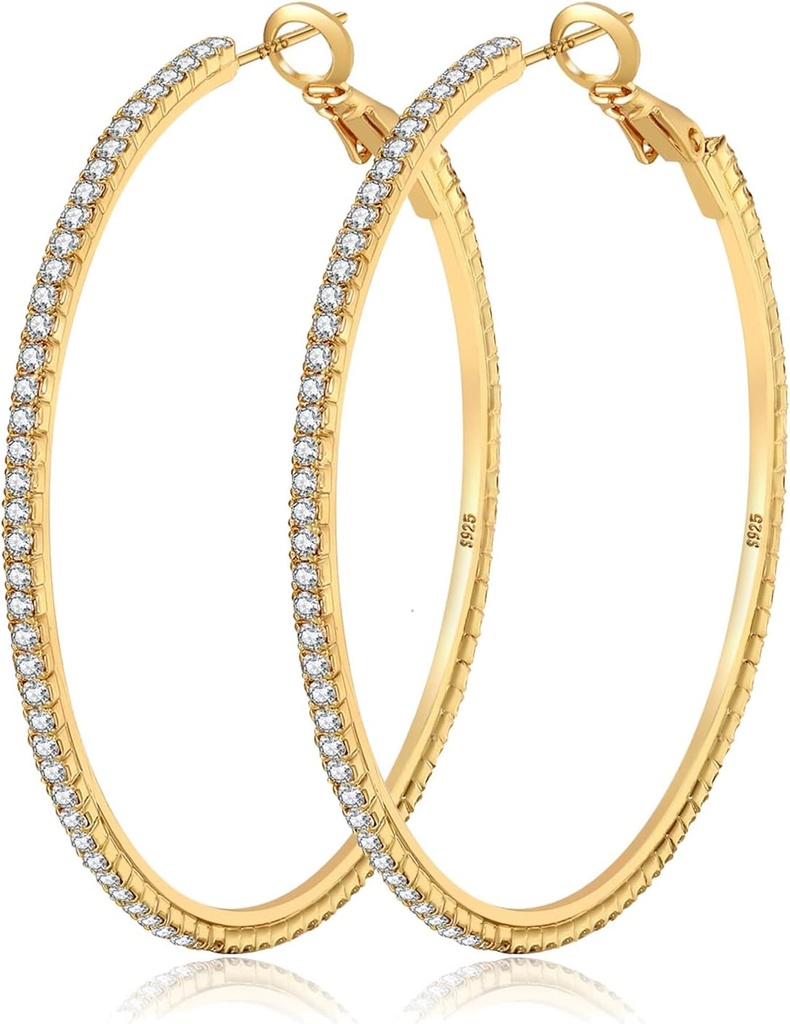 Pendientes de aro de renacuajo de oro de 14K - Aros grandes de moda, hipoalergénico, 20/30/40/50/60/70mm