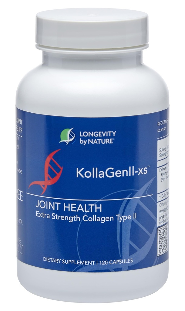 Longevity by Nature KollaGen II-xs - Collagen with Glucosamine and Chondroitin, 120 capsules Dietary Supplement