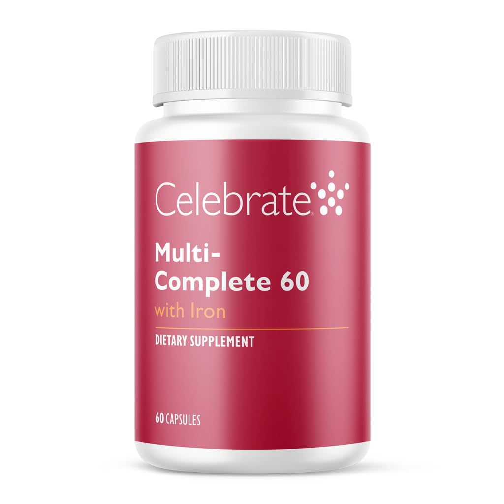 Celebrar vitaminas Multi-Completa, 60 mg de hierro – Multivitaminas Bariatrices diarias para cirugía de gastrectomía y derivación gástrica Pacientes – Vitaminas esenciales y minerales (60 cápsulas)