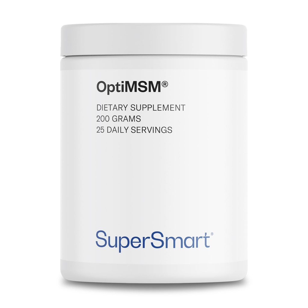 Supersmart OptiMSM (Fórmula de alta pureza) - Metil-Sulfonyl-Methane MSM Suplemento de Polvo Silencio Vegan &amp; Gluten Gratis - 200 g