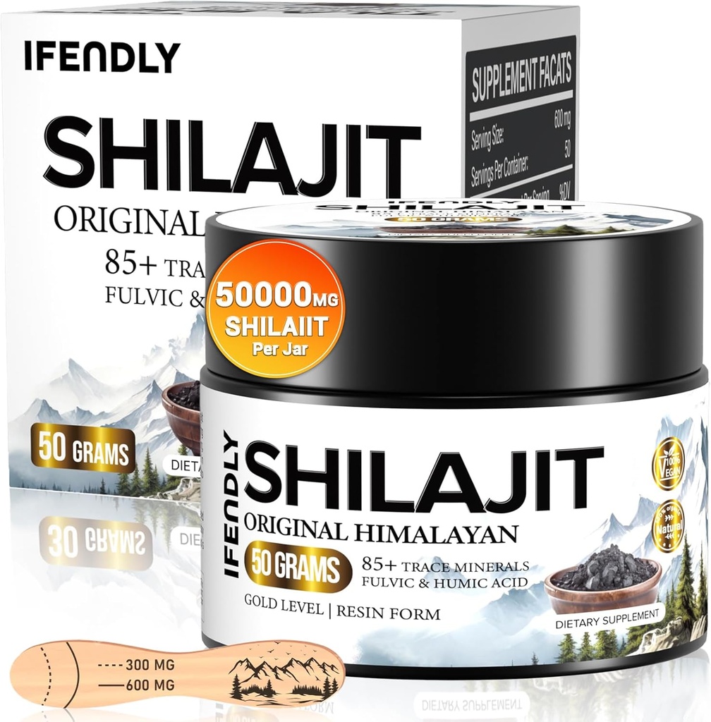 Shilajit Resin, Shilajit for Men & Women, Shilajit Organic - 600mg Potency Gold Grade, with 85+ Trace Minerals, Fulvic & Humic Acid, for Stamina, Immunity & Strength, 83 Servings (50g)