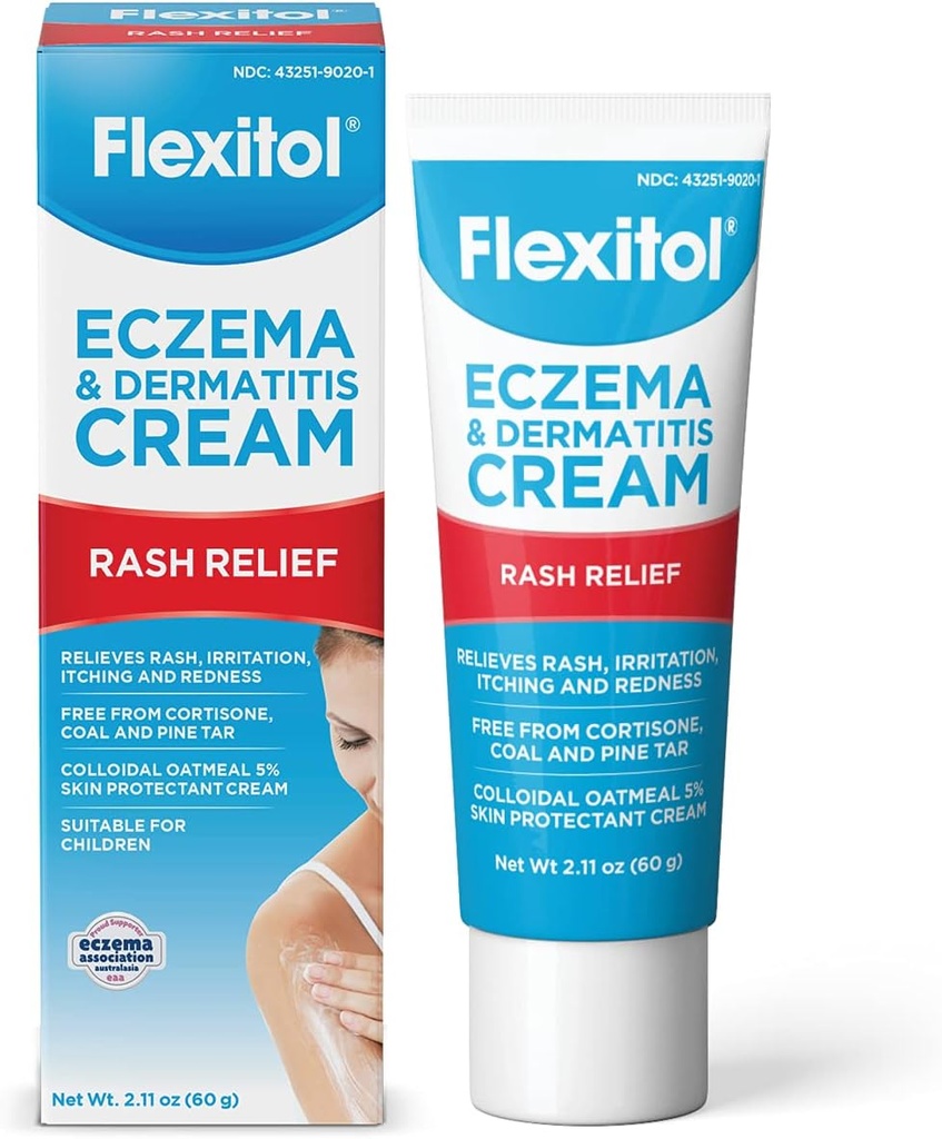 Crema de Eczema &amp; Dermatitis Flexitol - Frecuencia de esteroides libre para la piel sensible e irritada con 5% de avena