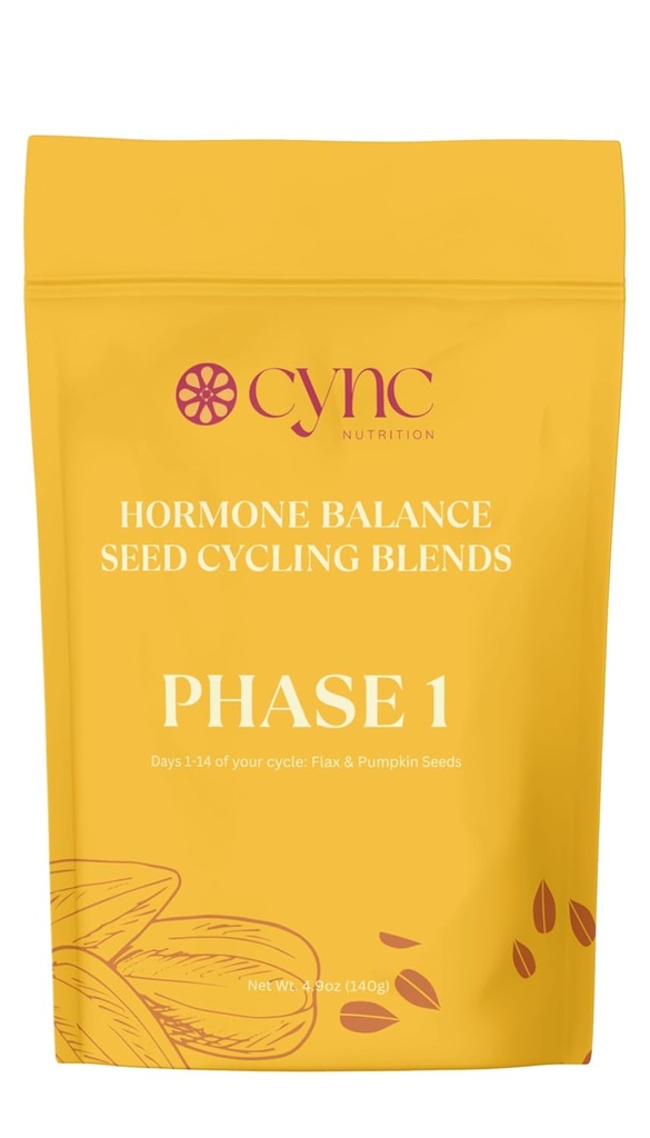 Kit de Ciclismo de Semillas Orgánicas Silenciosos PMS PCOS y Endometriosis Alivio Silencioso Ciclo Kit de sincronización Soothe Cramps, Hormonal Acne, Mood Swings y General PMS  PMDD Soporte ← 100% Plant Based ← Progesterone Support