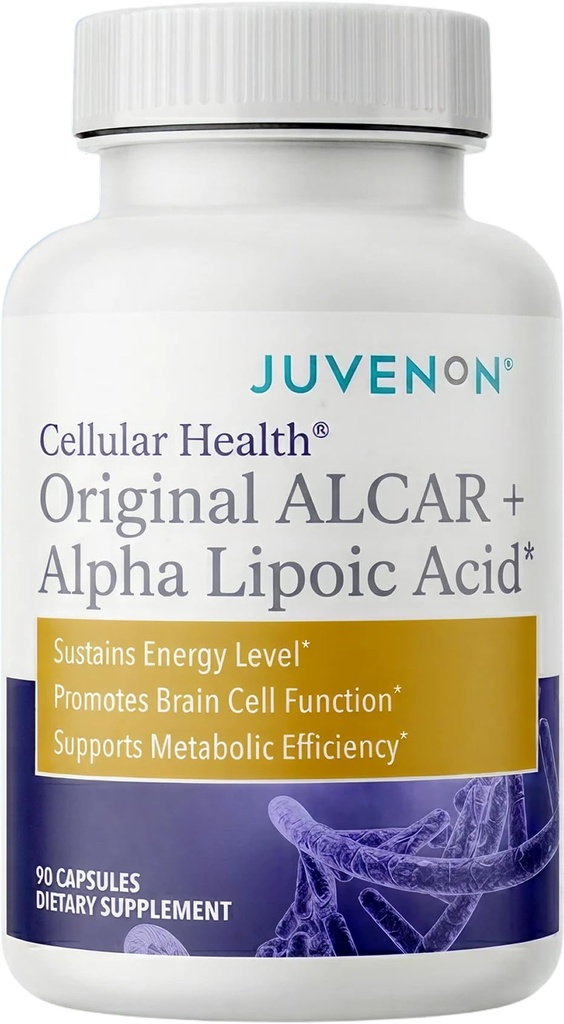 Juvenon Cellular Health tención Heart, Brain Supplement with Acetyl L-Carnitine and Biotin - Supports NAD+ Function, Energy Production, Mood, Revitalized Metabolism, Mental Focus & Clarity (90 Capsules)